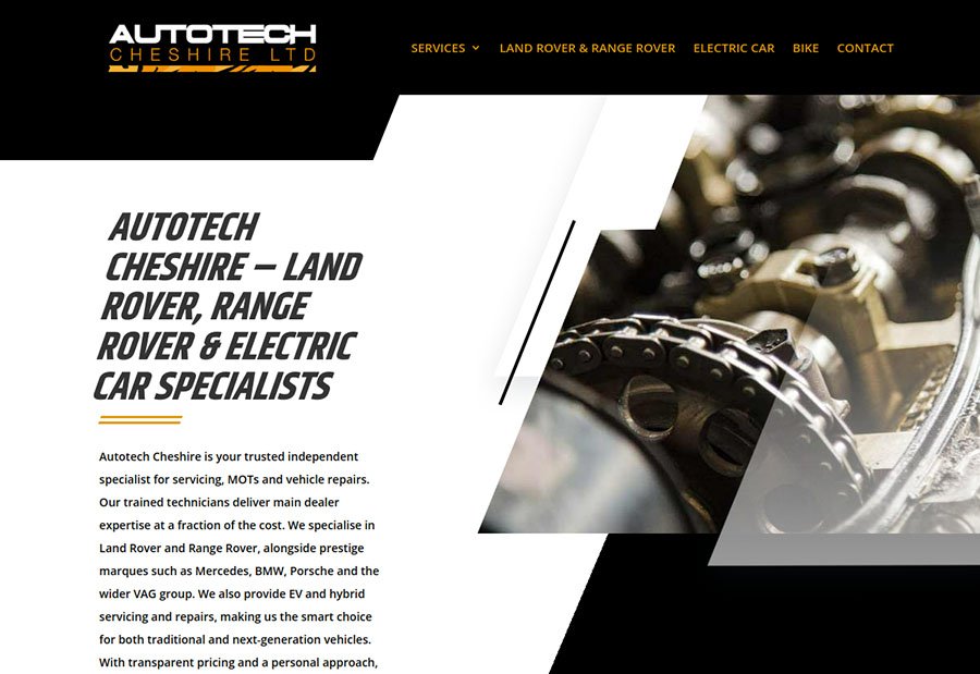 Auto Tech Cheshire website homepage