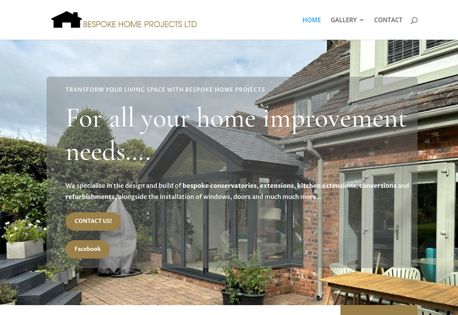Bespoke Home Projects website homepage