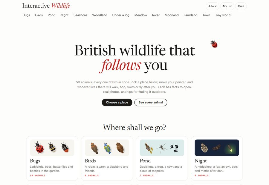 Interactive Wildlife website homepage