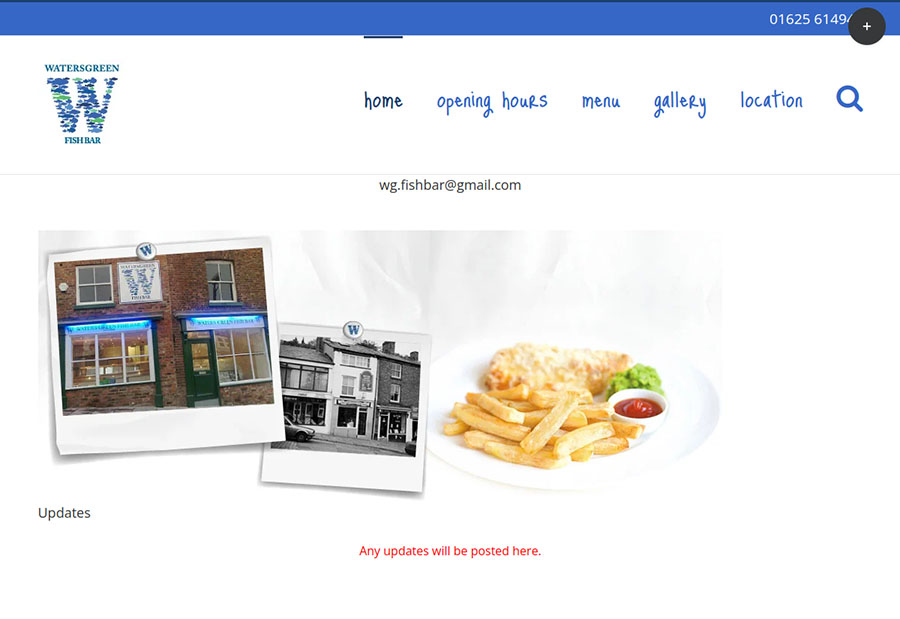 Waters Green Fish Bar website homepage